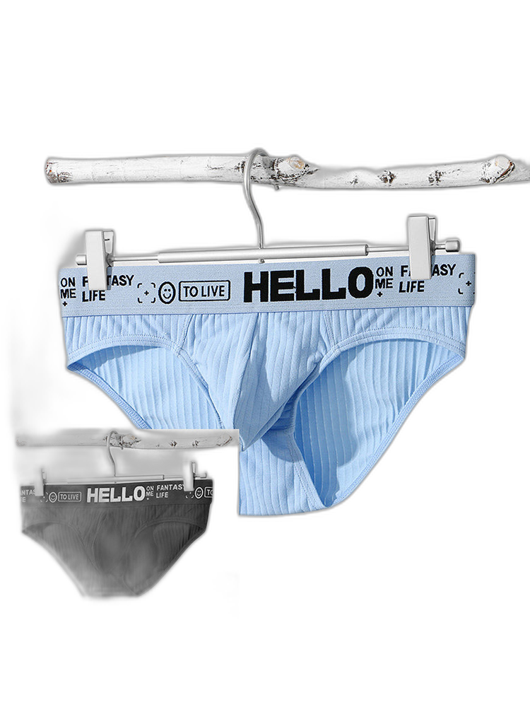 Men's Cotton Ribbed Breathable Briefs with 3D Pouch