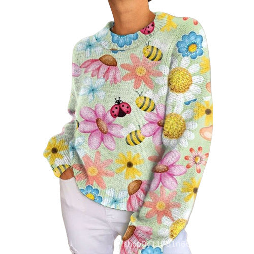 Sweet And Casual Women's Crew-neck Sweatshirt With Print