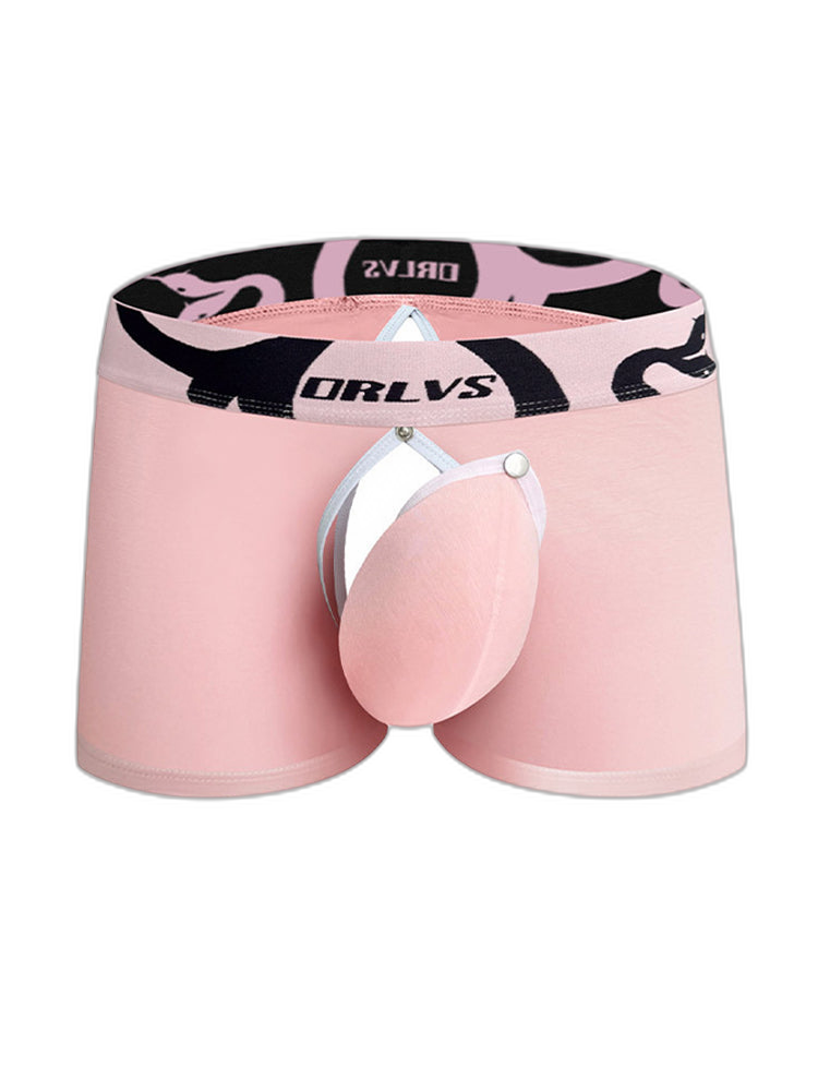 Men's Detachable Pouch Easy-Access Open Fly Modal Split-Crotch Boxers Briefs