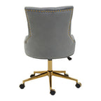 Anita Grey Velvet Office Chair with Gold Swivel Base
