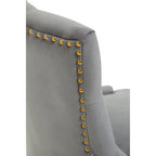 Anita Grey Velvet Office Chair with Gold Swivel Base