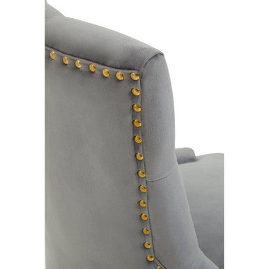 Anita Grey Velvet Office Chair with Gold Swivel Base
