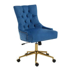 Anita Blue Velvet Office Chair with Gold Swivel Base