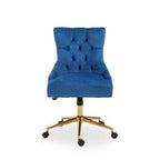 Anita Blue Velvet Office Chair with Gold Swivel Base