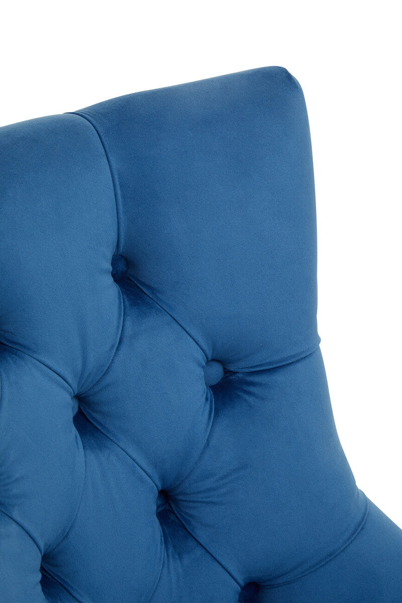 Anita Blue Velvet Office Chair with Gold Swivel Base
