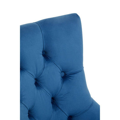 Anita Blue Velvet Office Chair with Gold Swivel Base