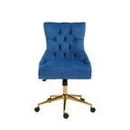 Anita Blue Velvet Office Chair with Gold Swivel Base