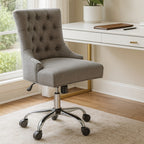Anita Grey Fabric Office Chair 90-99cm with Chrome Swivel Base