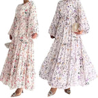 Chiffon Floral Dress With Belt Long Length Stylish And Elegant