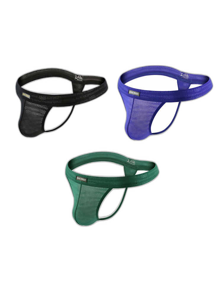 3-pack Men's Lace Obscure Embossed G-String Thong