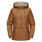 New Hooded Solid Color Trench Coat For Women