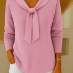 Women's Solid Color Loose And Knitted Bow Sweater