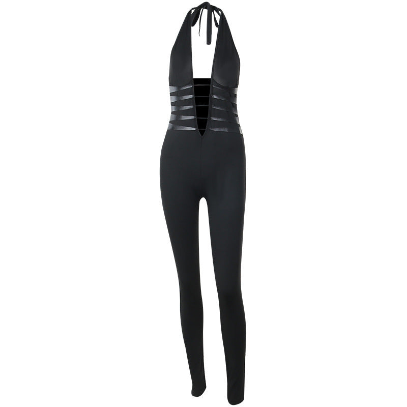 Elegant Backless Jumpsuit - Women's Sleeveless One-Piece Evening Outfit