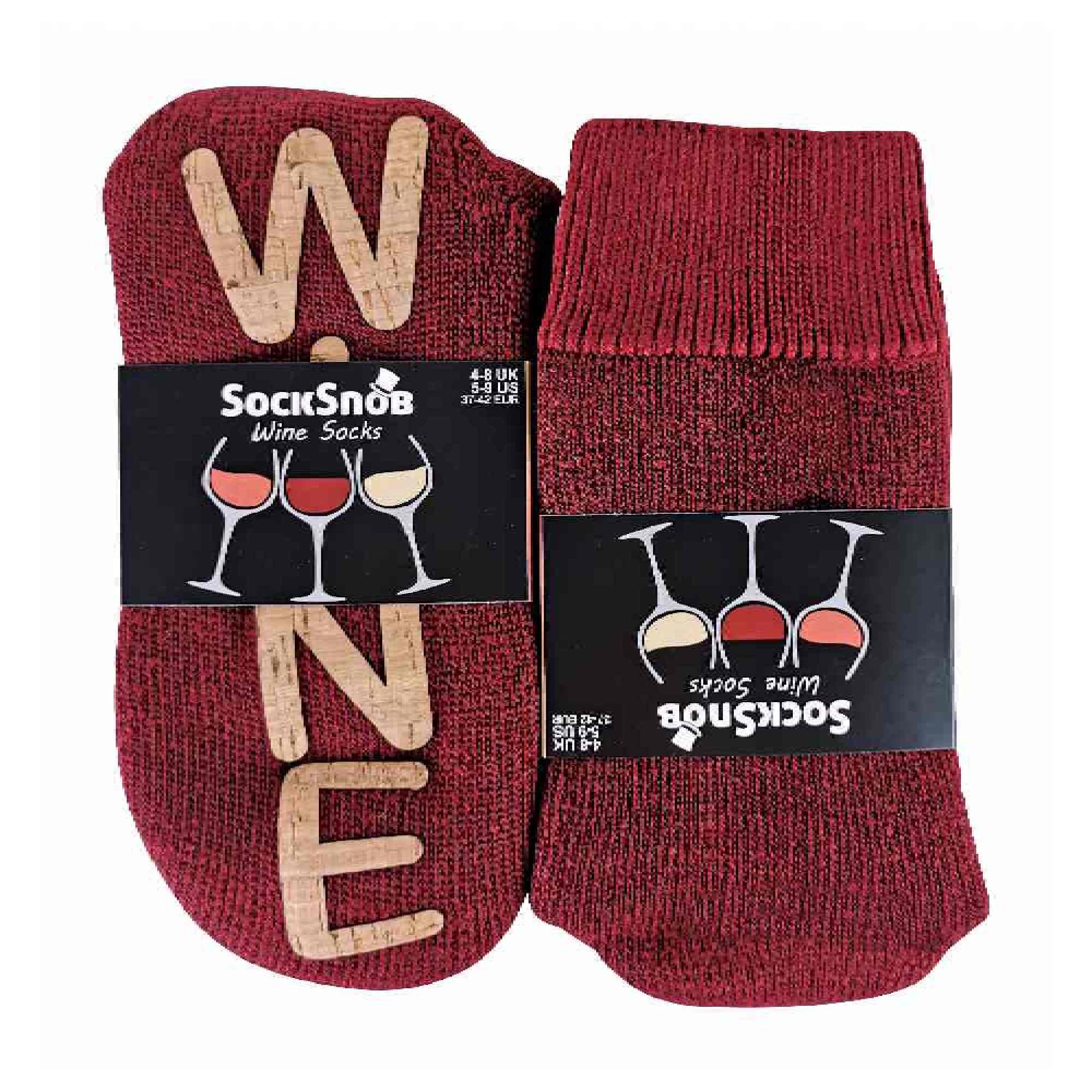 1 Pack Ladies Novelty Wine Slipper Socks with Cork Grips