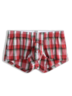 Mens Plaid Front Pouch Boxer Shorts
