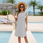 Home Striped Beach Bikini Cover-up Blouse