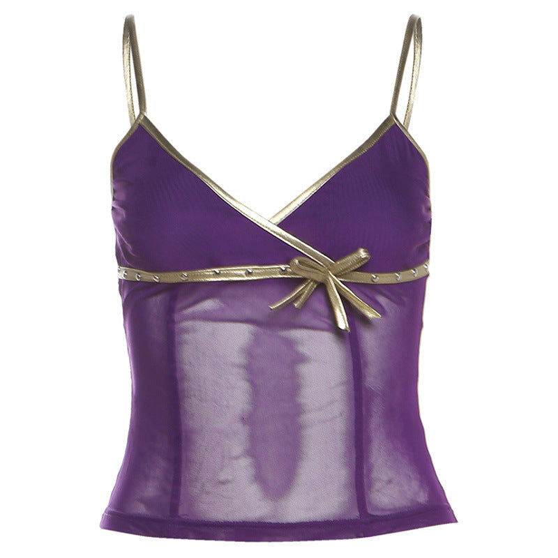 Solid-color Slim-fit Street-style Sleeveless Backless Tank Top For Women