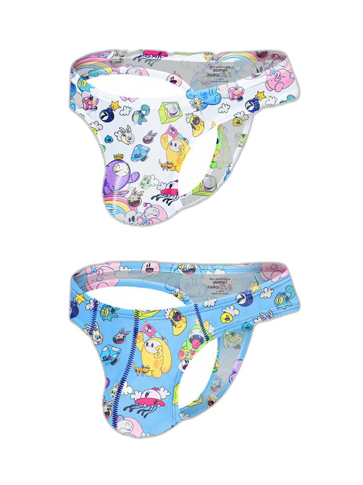 2 Pack Men's Low-Rise Sexy Print Thong