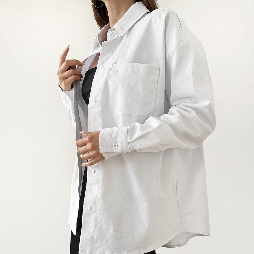 Women's Elegant Simple Solid-Color Loose-Fit Blouse