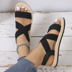 Flat Student Roman Shoes Soft Bottom Cross Plus Size