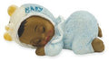 CAKE TOPPER RESIN SLEEPING BLACK BABY BOY IN BLUE FROM CLUB GREEN