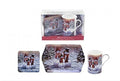 CHRISTMAS/XMAS SNOWMAN FINE BONE CHINA MUG COASTER & TRAY SET NEW