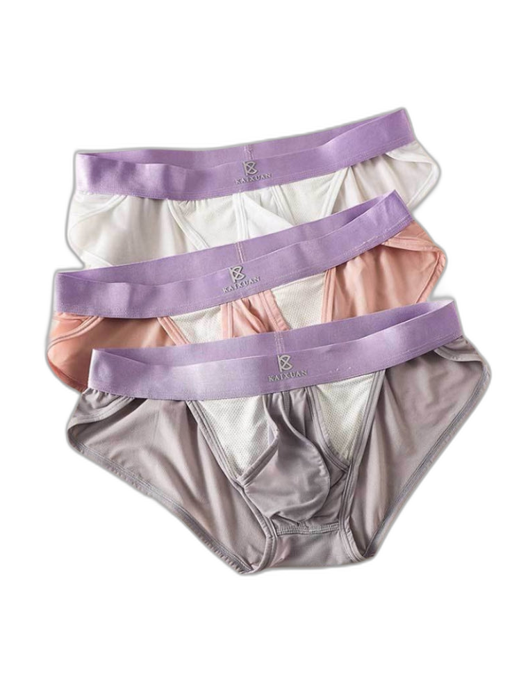 3 Pack Men's Ice Silk Breathable Mesh Low-Rise Classic Briefs