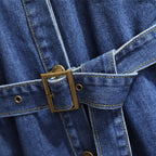 Mid-length loose a-line skirt long-sleeved denim dress
