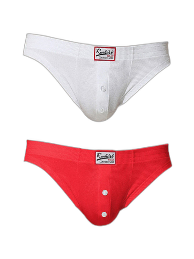 2 Pack Men's Premium Comfortable Fabric Low-Rise U-Shaped Button Fly Briefs