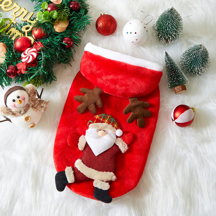 Pet Christmas Costumes Flannel Material Suitable For Small Cats And Dogs