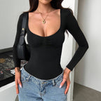 European And American-style Slim-fit Solid-color Women's Tops