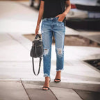 Women's Ripped Non-elastic Retro Fashion Jeans