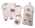 Brand New Baby Girl Jersey Cotton 5 Piece Clothing Gift Set Sleepsuit, Vest, Bib, Hat & mitts Pink Birds 3 Sizes (0-3mths)