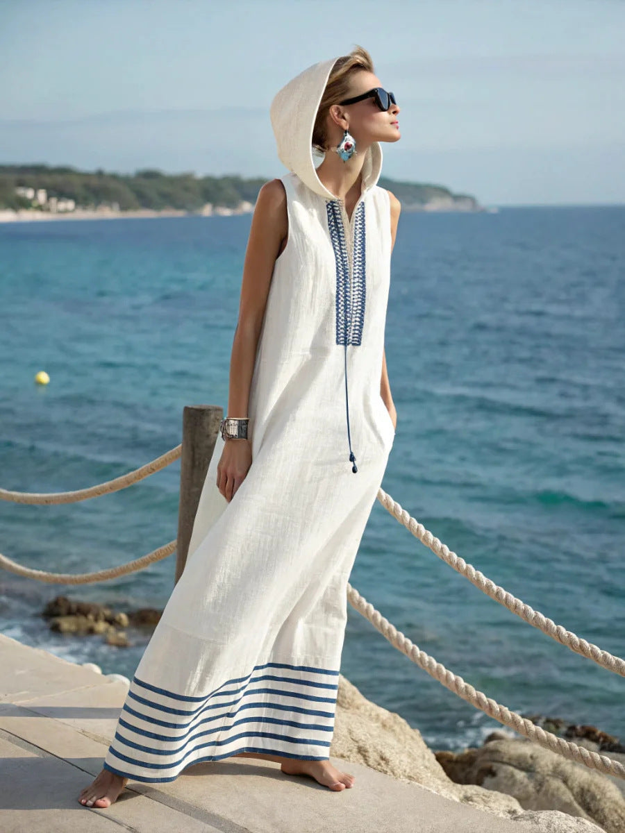 Women's Casual Sleeveless Split Dress With Two Pockets