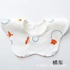 Pure Cotton 360° Rotatable Baby Bib - Petal-Shaped Drool Bib