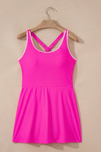Swim Dress With Shorts | Pink One Piece Swimsuit Built In