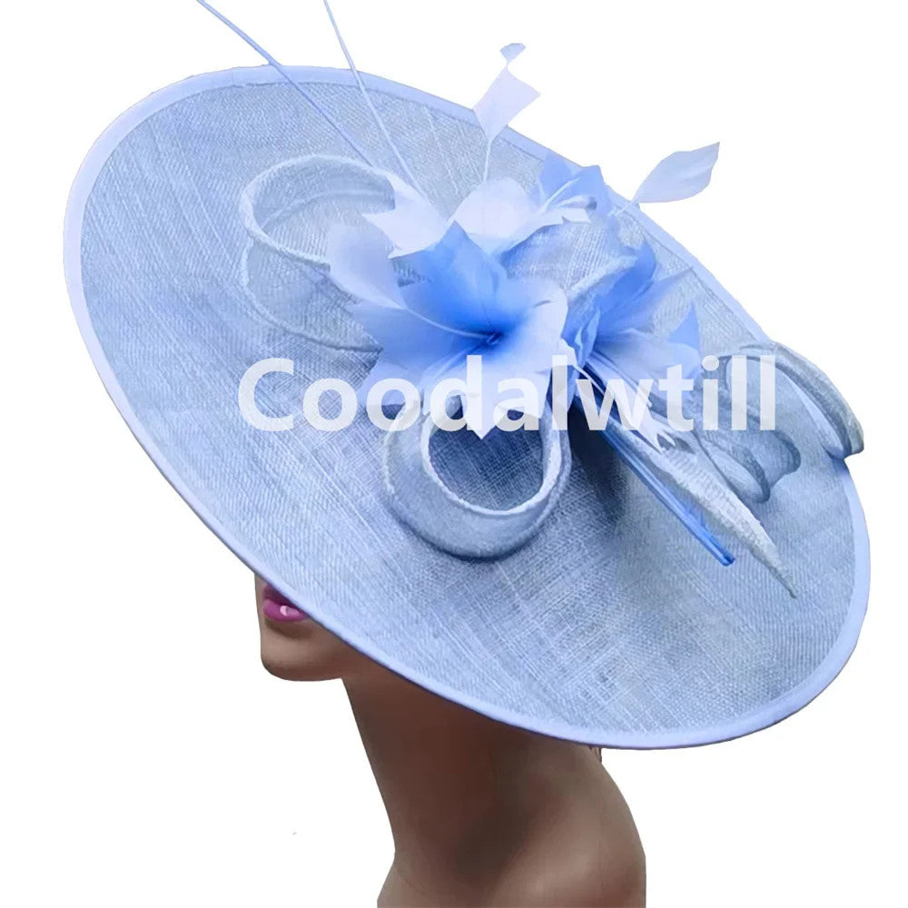 Royal Ascot Big Fascinator Hat Women Kentucky Derby Feather Large Hat