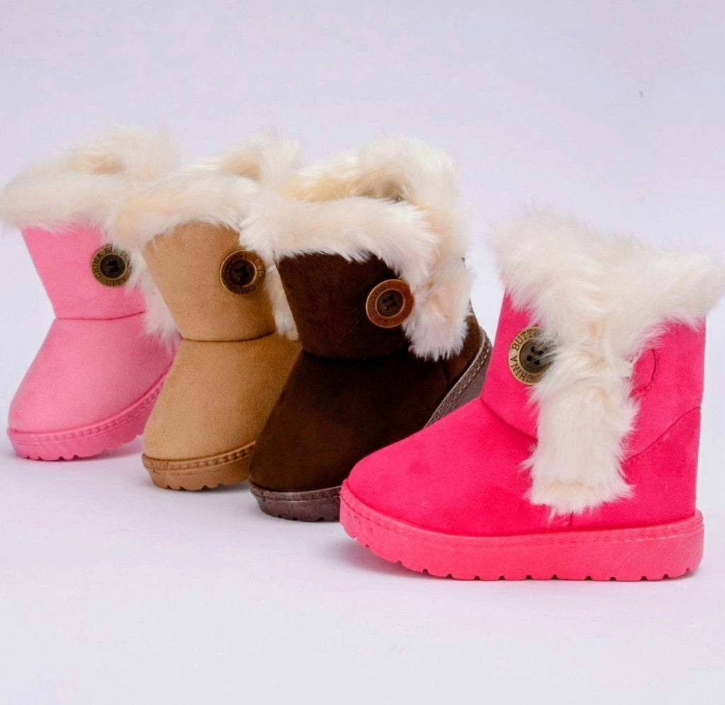 Kids Winter Warm Ankle Snow Boots Boys Girls Pull On Fur Lined Toddlers Shoes