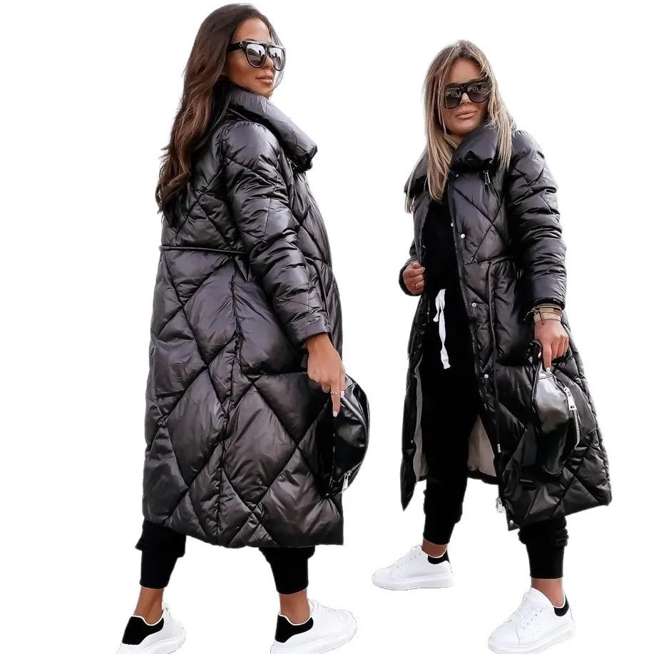 Women's Long Zipper Bright Cotton High Waist Quality Fashionable Jacket