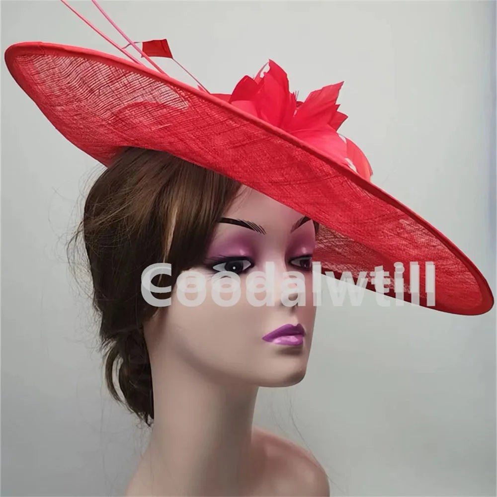 Royal Ascot Big Fascinator Hat Women Kentucky Derby Feather Large Hat