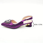 Elegant Italian Women's Rhinstone Pumps Heels Shoes and Bag Set To Match for