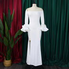 Elegant Sexy Side Slit Long Dress For Women Independent Stand Trade Clothing