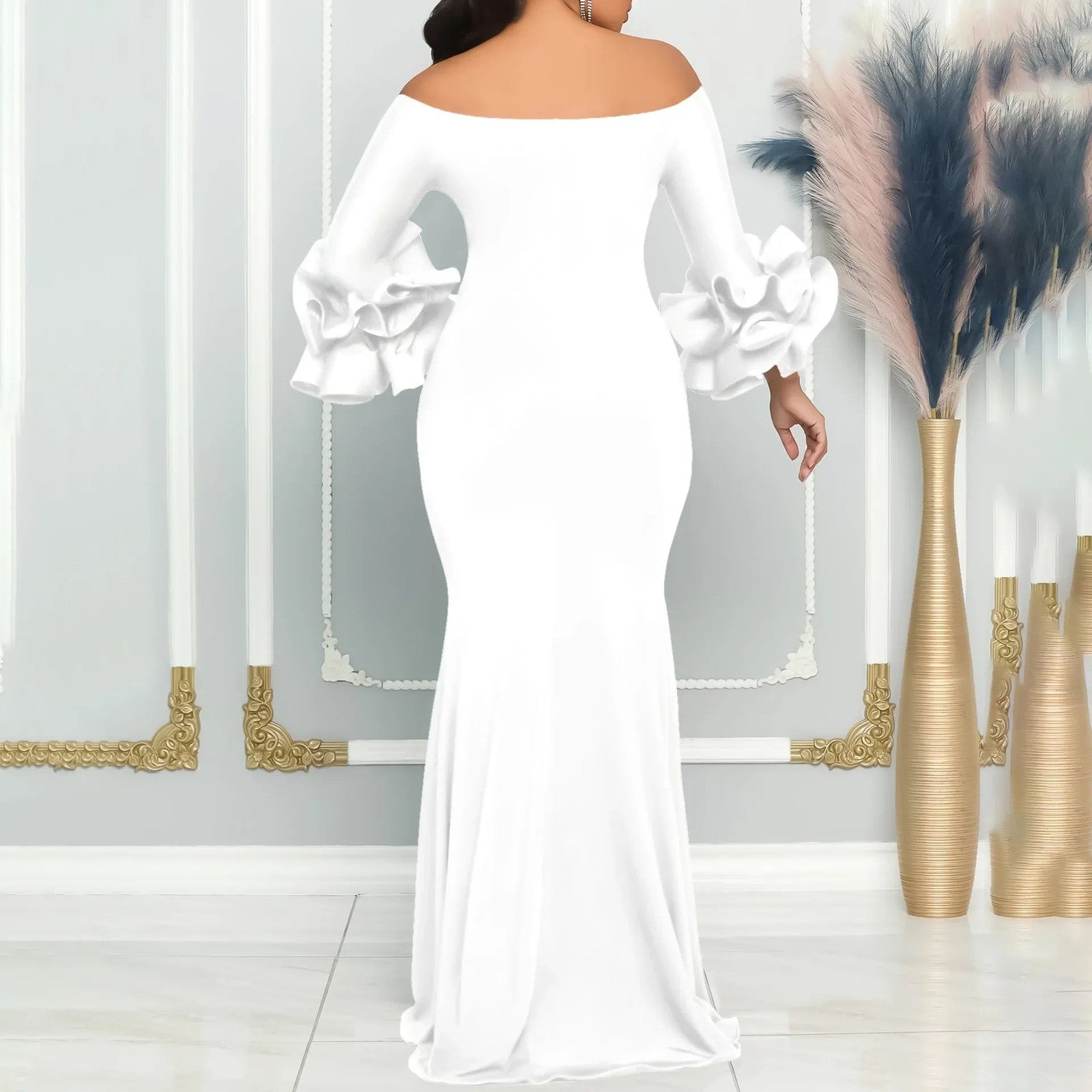 Elegant Sexy Side Slit Long Dress For Women Independent Stand Trade Clothing