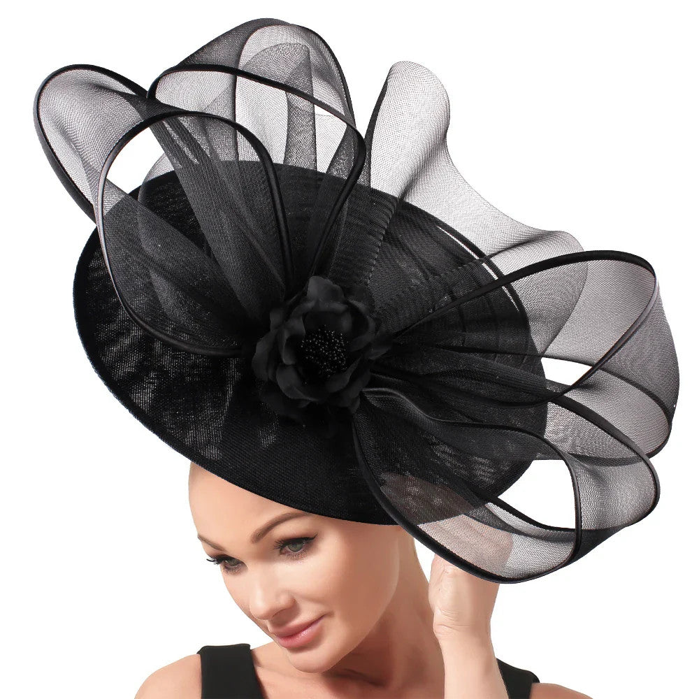 Elegant Wedding Big Size Fascinator Hat Women Flower Multimodal Hair Top Clips