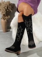 Women Chelsea Cowboy Knee High Boots for Women Mid Heels Walking Shoes Winter