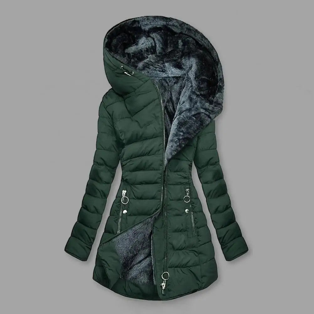 Women's Winter Plush Lining Hooded Warm Windproof Down Coat