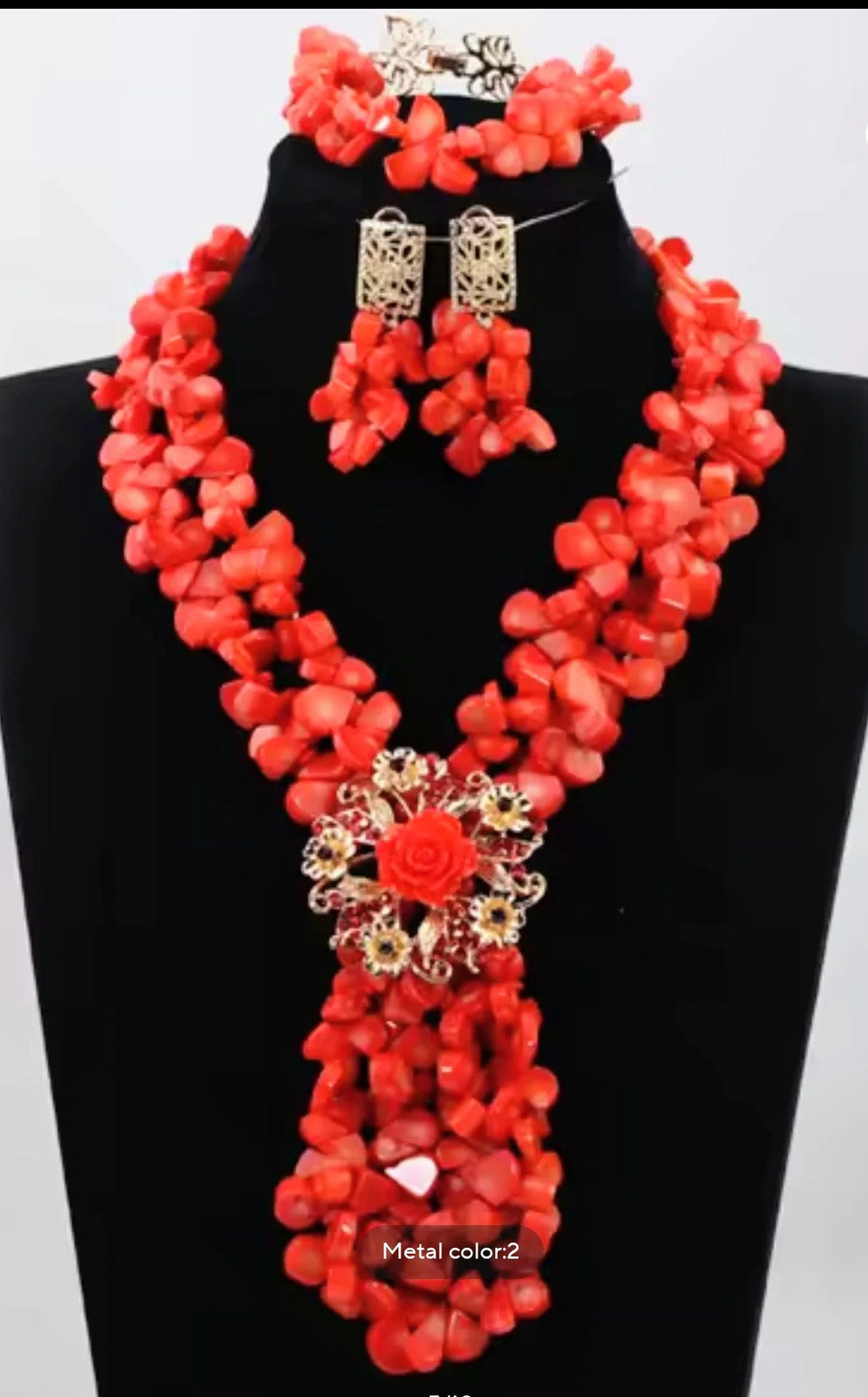 Fabulous African Beads Jewelry Set Latest Coral Beads Necklace Set Wholesale