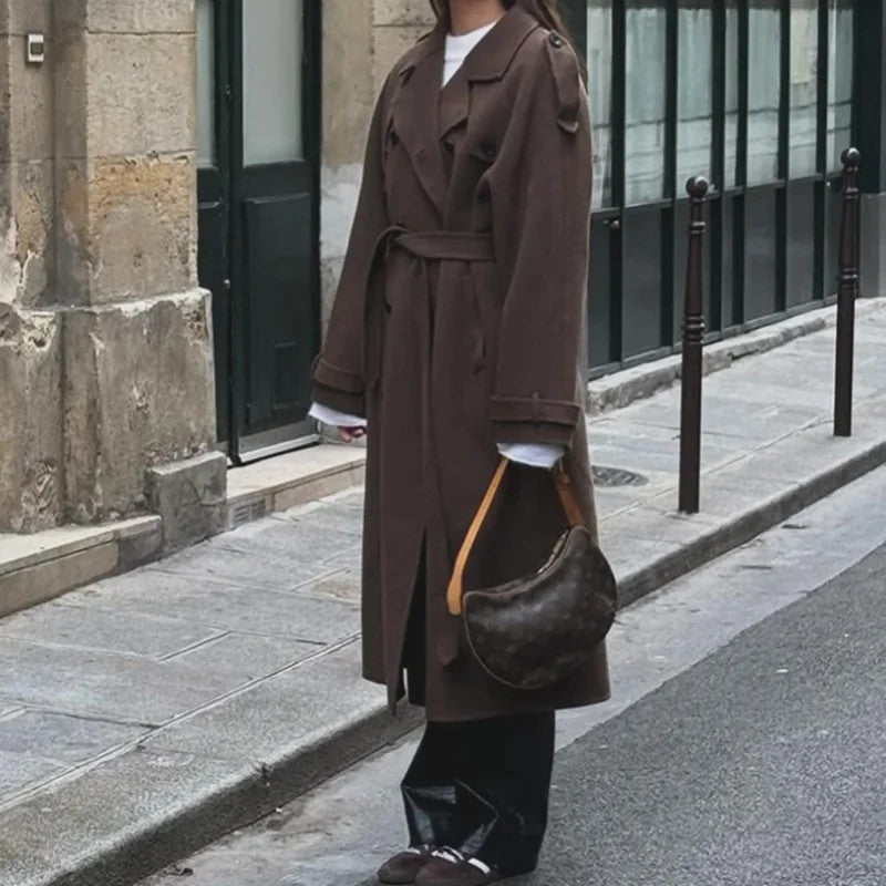 Women's Winter Double Breasted Long Sleeve Lapel Blends Jacket