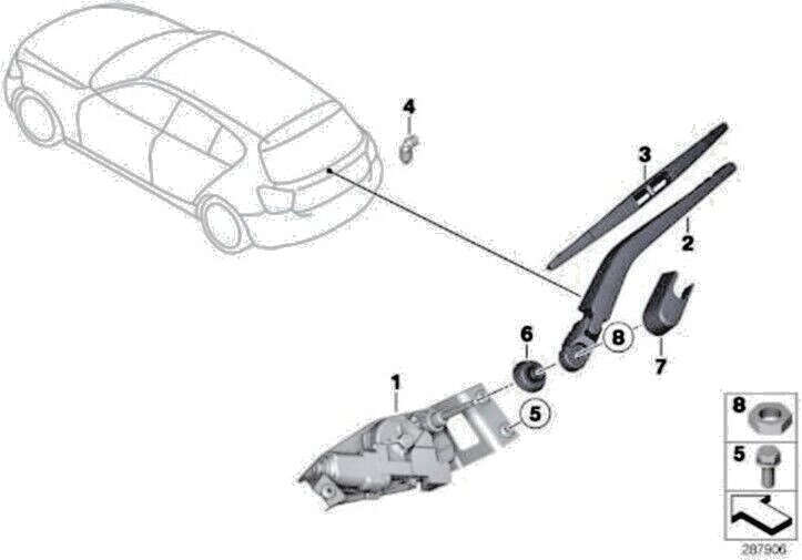 BMW 1 Series Rear Windscreen Window Wiper Arm Cover For F20 F21 2011-2019