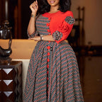 Elegant Rich Dashiki Traditional African Gowns for Women 3/4 Sleeve for Party